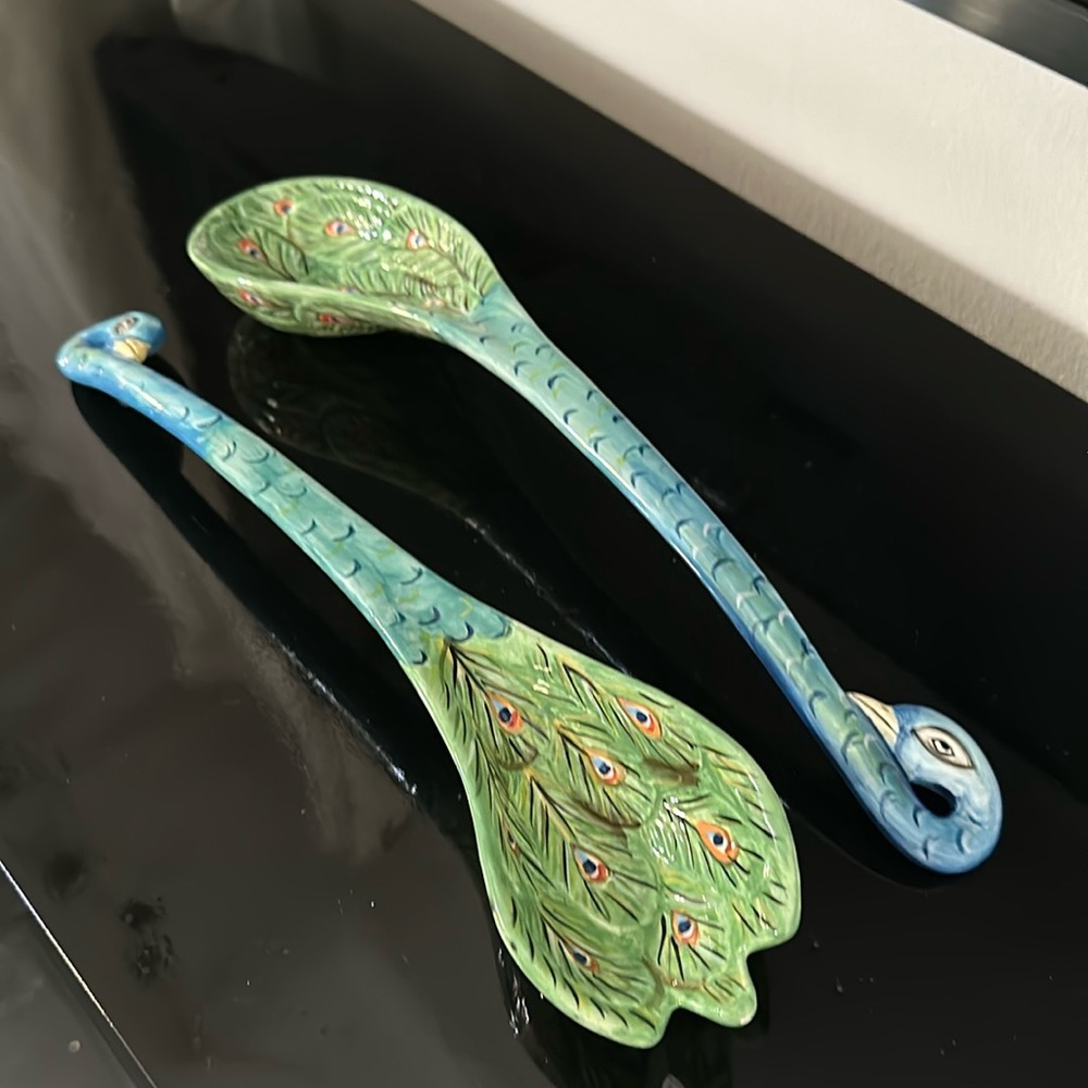 Tracy Porter artisan Road Peacock salad serving spoons